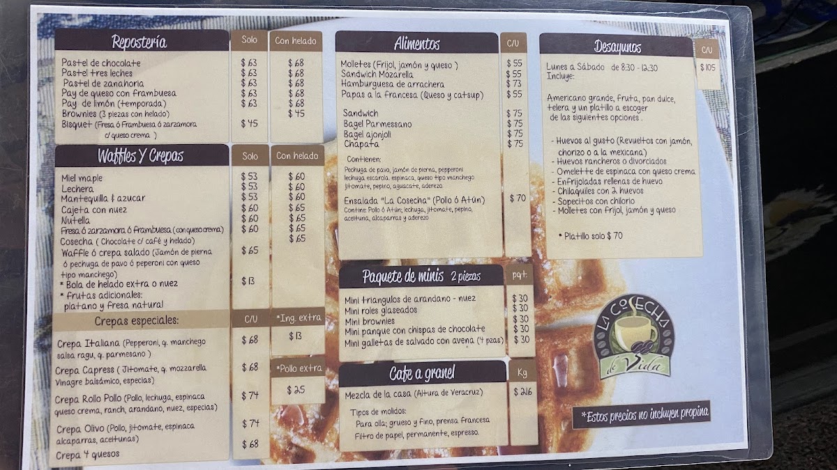 La cosecha de vida Menu - Image 2